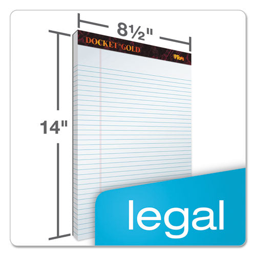 Docket Gold Ruled Perforated Pads, Wide-legal Rule, 8.5 X 14, White, 50 Sheets, 12-pack
