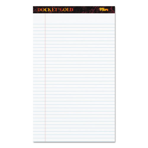 Docket Gold Ruled Perforated Pads, Wide-legal Rule, 8.5 X 14, White, 50 Sheets, 12-pack