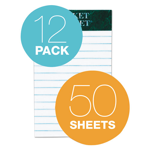 Docket Ruled Perforated Pads, Medium-college Rule, 3 X 5, White, 50 Sheets, 12-pack