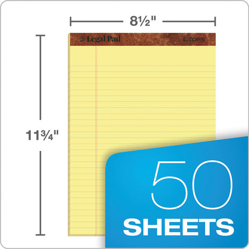 "the Legal Pad" Perforated Pads, Wide-legal Rule, 8.5 X 11, Canary, 50 Sheets, 3-pack