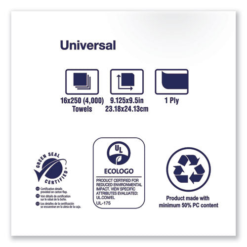 Multifold Towels, 9.13 X 9.5, Natural White, 250-pack, 16 Packs-carton