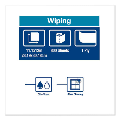 Heavy-duty Paper Wiper, 11.1" X 800 Ft, Blue