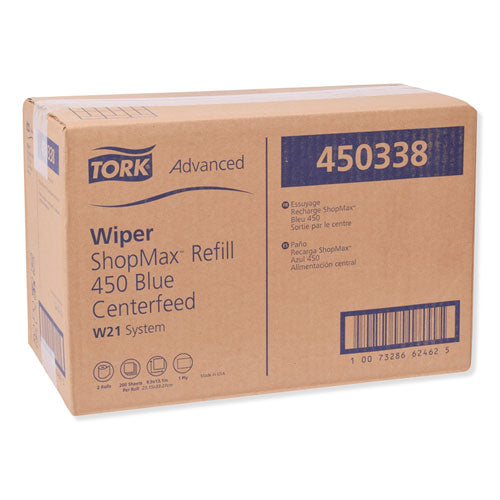 Advanced Shopmax Wiper 450, Centerfeed Refill, 9.9x13.1, Blue, 200-roll, 2 Rolls-carton