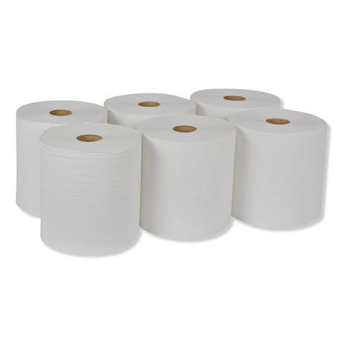 Universal Hand Towel Roll, 7.88" X 800 Ft, White, 6 Rolls-carton