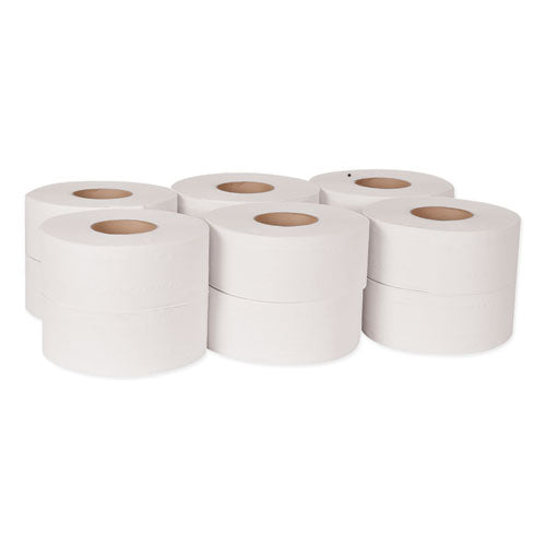 Universal Jumbo Bath Tissue, Septic Safe, 2-ply, White, 3.48" X 750 Ft, 12 Rolls-carton