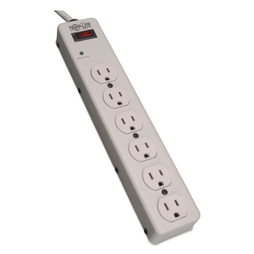 Protect It! Surge Protector, 6 Outlets, 6 Ft Cord, 1340 Joules, Light Gray