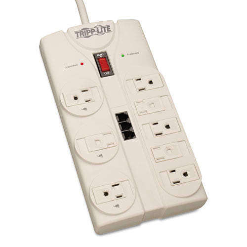 Protect It! Computer Surge Protector, 8 Outlets, 8 Ft Cord, 2160 J, Light Gray