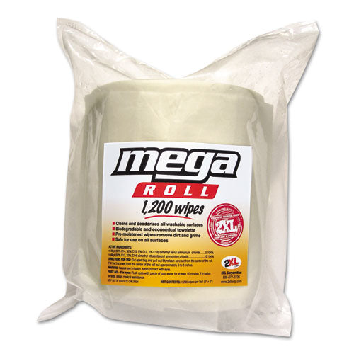 Gym Wipes Mega Roll Refill, 8 X 8, White, 1200-roll, 2 Rolls-carton