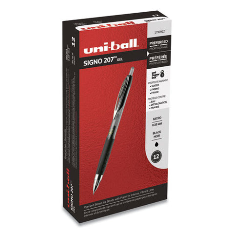 207 Signo Gel Ultra Micro Retractable Gel Pen, 0.38mm, Black Ink, Smoke Barrel