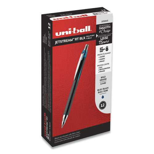 Jetstream Retractable Ballpoint Pen, 1mm, Blue-black Ink, Black Barrel