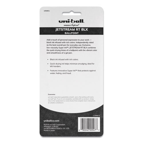 Jetstream Retractable Ballpoint Pen, 1mm, Assorted Ink, Black Barrel, 5-pack