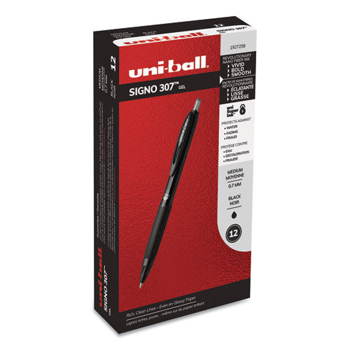 307 Retractable Gel Pen, Medium 0.7 Mm, Black Ink-barrel, Dozen