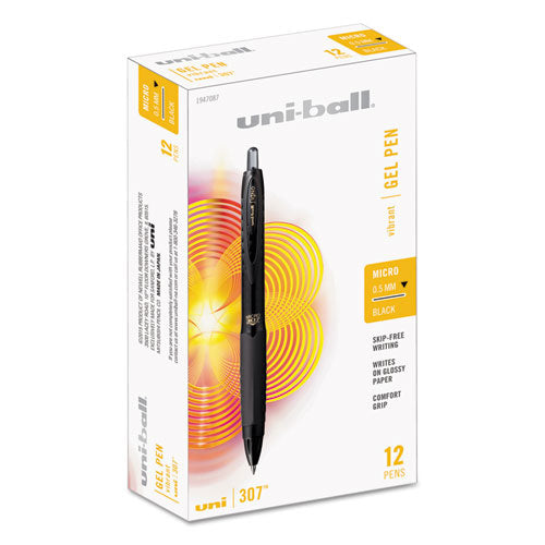 307 Retractable Gel Pen, Micro 0.5 Mm, Black Ink-barrel, Dozen