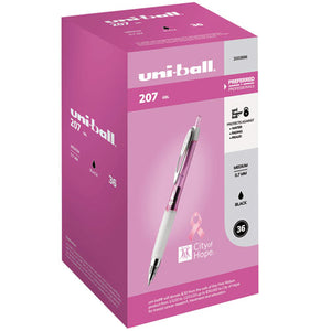 207 Retractable Gel Pen Office Pack, 0.7mm, Black Ink, Pink Barrel, 36-pack