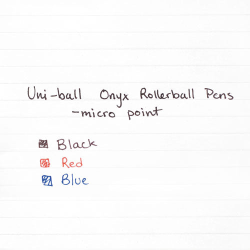 Onyx Stick Roller Ball Pen, Micro 0.5mm, Red Ink, Black Matte Barrel, Dozen