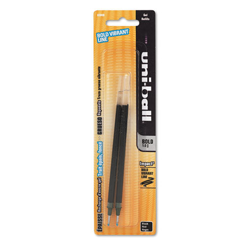 Refill For Uni-ball Gel Impact Gel Pens, Bold Point, Black Ink, 2-pack
