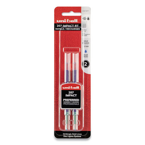Refill For Uni-ball Gel 207 Impact Rt Roller Ball Pens, Bold Point, Blue Ink, 2-pack