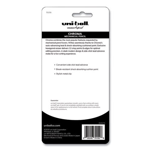 Chroma Mechanical Pencil Woth Leasd And Eraser Refills, 0.7 Mm, Hb (#2), Black Lead, Assorted Barrel Colors, 4-set