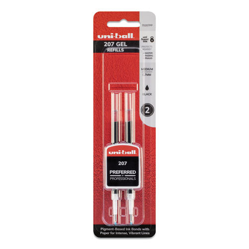 Refill For Uni-ball Signo Gel 207 Pens, Medium Point, 0.7 Mm, Black Ink, 2-pack