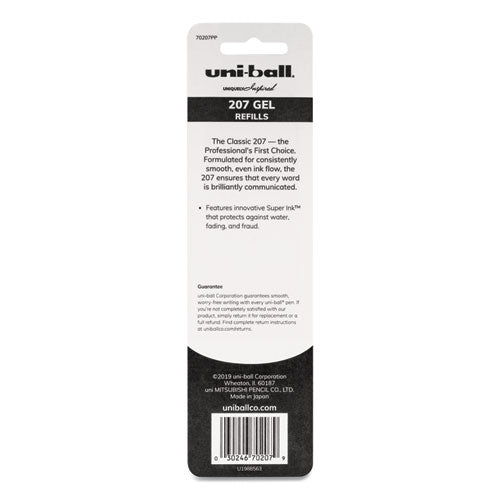 Refill For Uni-ball Signo Gel 207 Pens, Medium Point, 0.7 Mm, Black Ink, 2-pack
