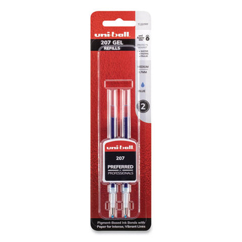 Refill For Uni-ball Signo Gel 207 Pens, Medium Point, Blue Ink, 2-pack