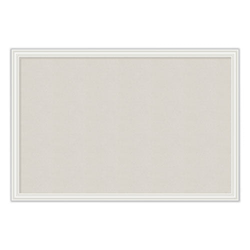Linen Bulletin Board With Decor Frame, 30 X 20, Natural Surface-white Frame