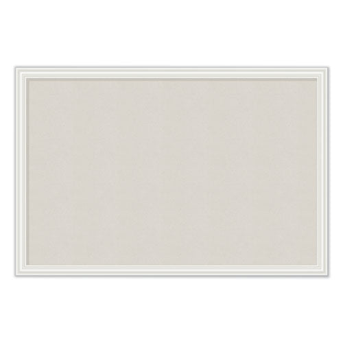 Linen Bulletin Board With Decor Frame, 30 X 20, Natural Surface-white Frame