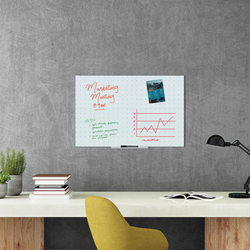 Floating Glass Ghost Grid Dry Erase Board, 36 X 24, White