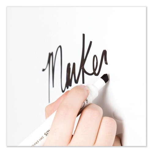 Chisel Tip Low-odor Dry-erase Markers With Erasers, Black, Dozen