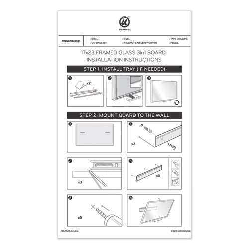 3n1 Magnetic Glass Dry Erase Combo Board, 36 X 24, Month View, White Surface And Frame