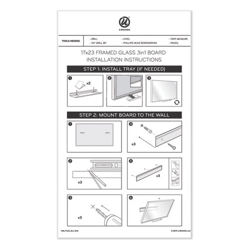 3n1 Magnetic Glass Dry Erase Combo Board, 48 X 36, Month View, White Surface And Frame