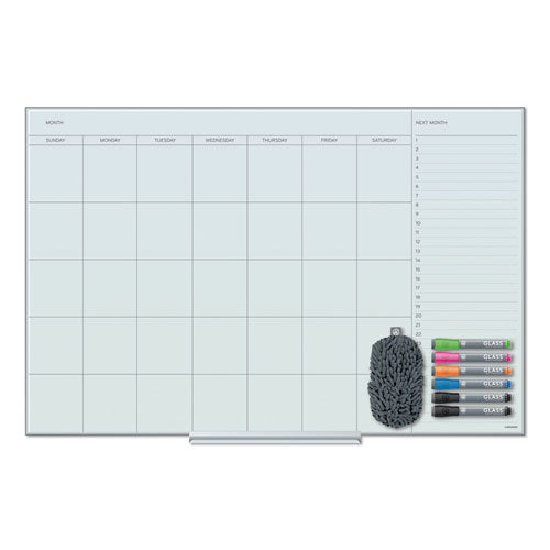 Floating Glass Dry Erase Undated One Month Calendar, 36 X 36, White