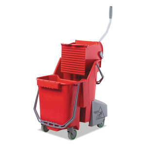 Side-press Restroom Mop Dual Bucket Combo, 8gal, Plastic, Red