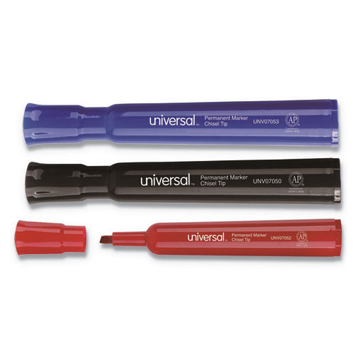 Chisel Tip Permanent Marker, Broad, Red, Dozen