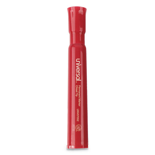 Chisel Tip Permanent Marker, Broad, Red, Dozen