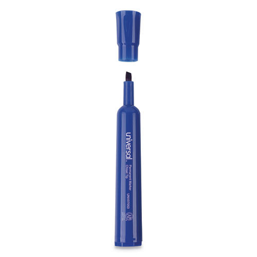 Chisel Tip Permanent Marker, Broad, Blue, Dozen