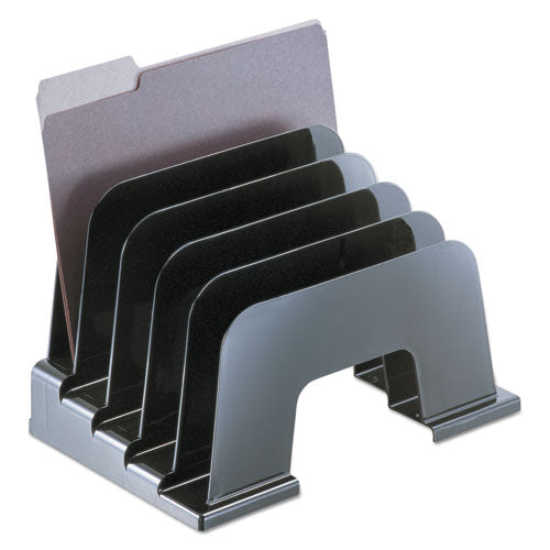 Recycled Plastic Incline Sorter, 5 Sections, Letter Size Files, 13.25" X 9" X 9", Black