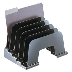 Recycled Plastic Incline Sorter, 5 Sections, Letter Size Files, 13.25" X 9" X 9", Black