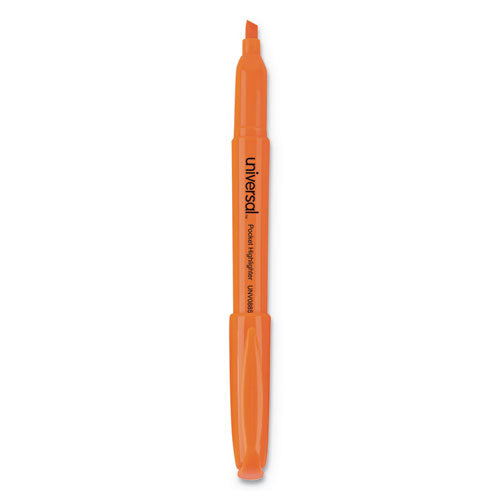 Pocket Highlighters, Chisel Tip, Fluorescent Orange, Dozen