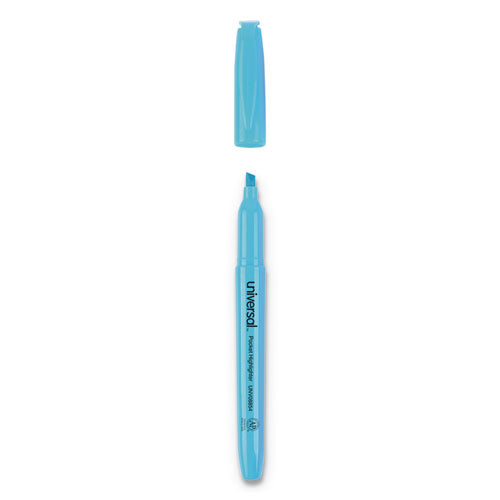 Pocket Highlighters, Chisel Tip, Fluorescent Blue, Dozen