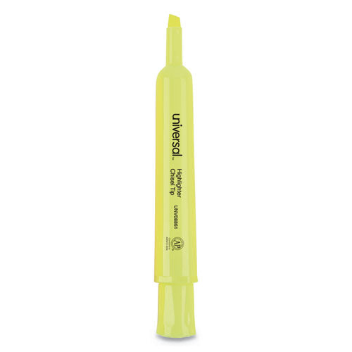 Desk Highlighters, Chisel Tip, Fluorescent Yellow, Dozen