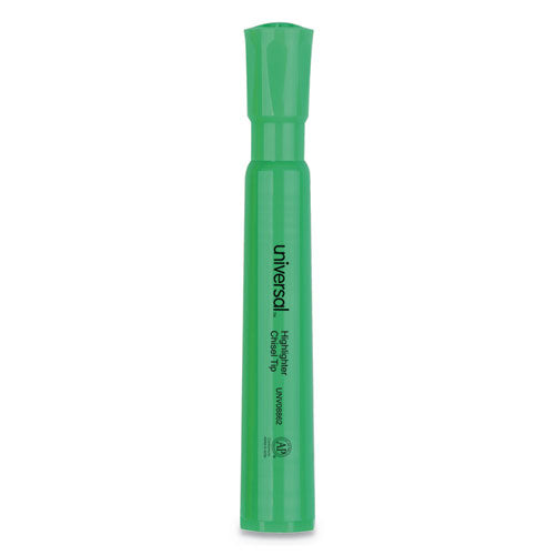 Desk Highlighters, Chisel Tip, Fluorescent Green, Dozen