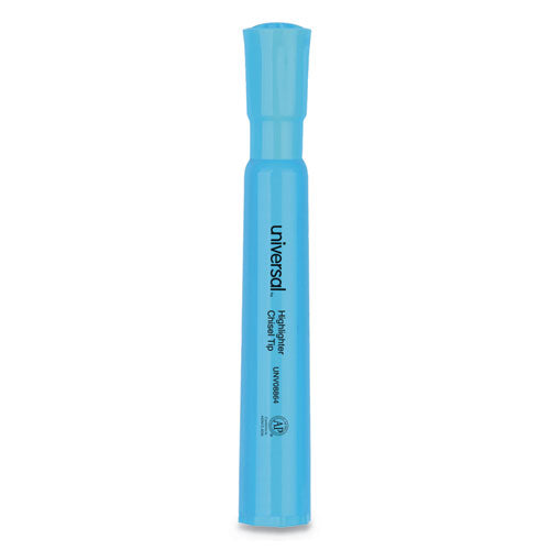 Desk Highlighters, Chisel Tip, Fluorescent Blue, Dozen