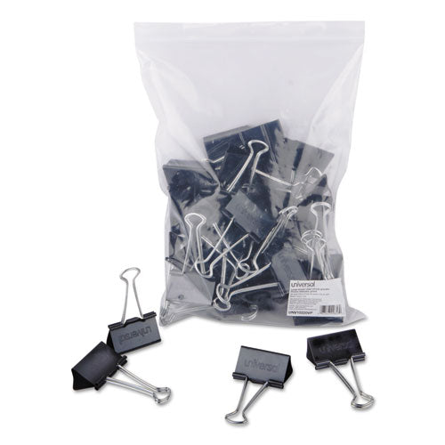 Binder Clips In Zip-seal Bag, Large, Black-silver, 36-pack