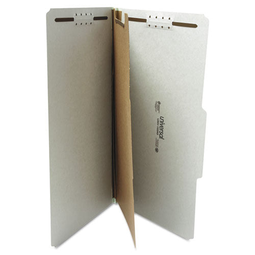 Four-section Pressboard Classification Folders, 1 Divider, Legal Size, Gray, 10-box
