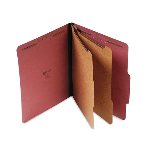 Eight-section Pressboard Classification Folders, 3 Dividers, Letter Size, Gray-green, 10-box