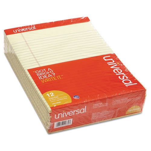 Perforated Writing Pads, Wide-legal Rule, 8.5 X 11.75, Canary, 50 Sheets, Dozen