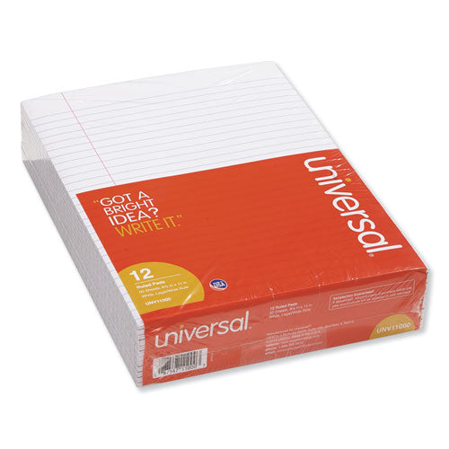 Glue Top Pads, Wide-legal Rule, 8.5 X 11, White, 50 Sheets, Dozen