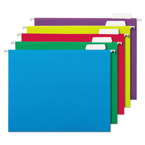Deluxe Bright Color Hanging File Folders, Letter Size, 1-5-cut Tab, Yellow, 25-box