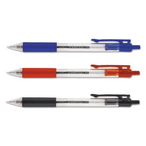 Comfort Grip Retractable Ballpoint Pen, Medium 1mm, Red Ink, Clear Barrel, Dozen